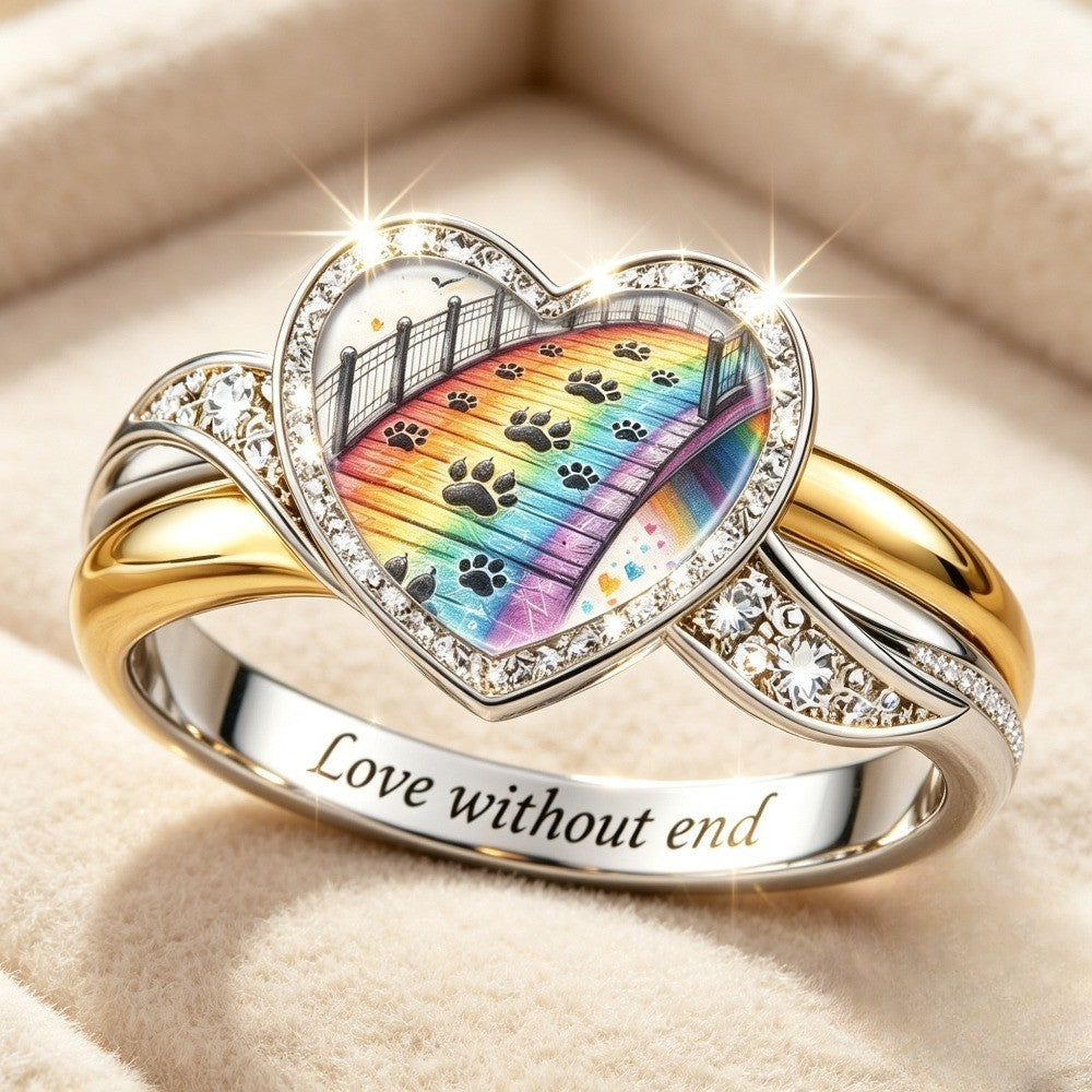 Rainbow Bridge Heart Ring
