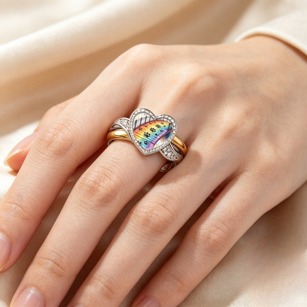 Rainbow Bridge Heart Ring