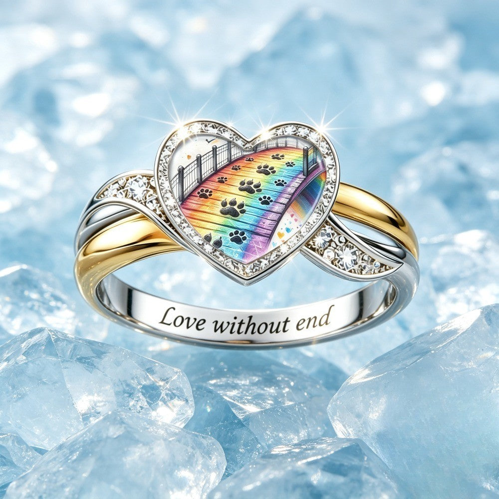 Rainbow Bridge Heart Ring