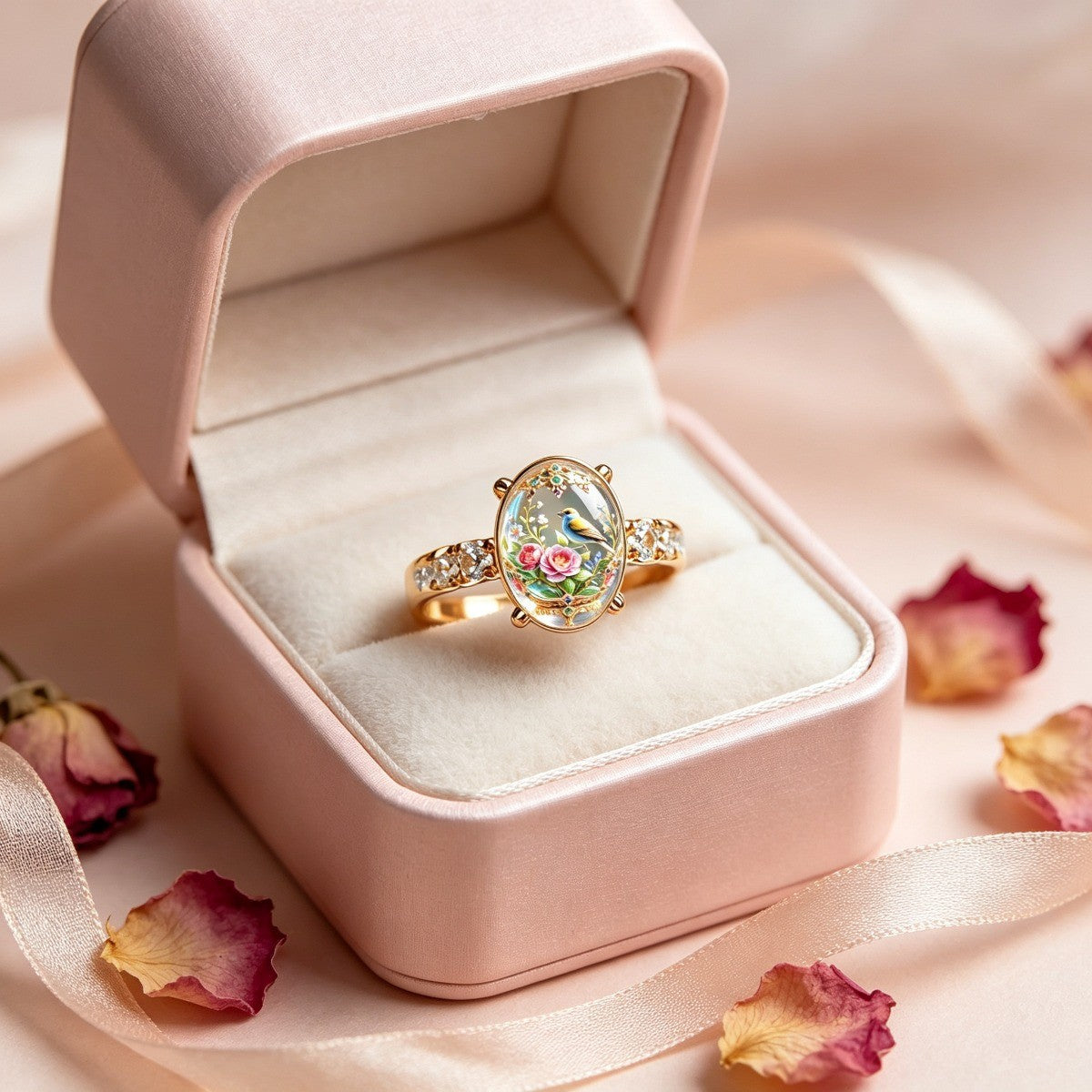 Floral Bird Dome Ring