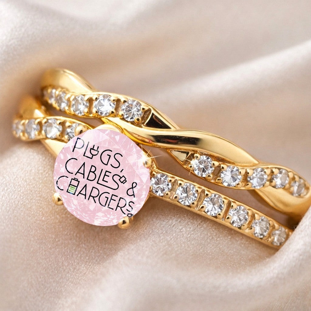 Pink Crystal Plugs Cables & Chargers Ring