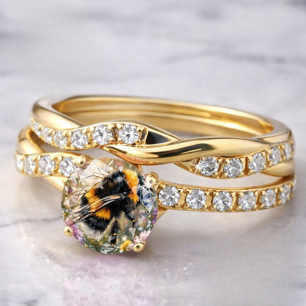 Bumblebee Crystal Twist Ring