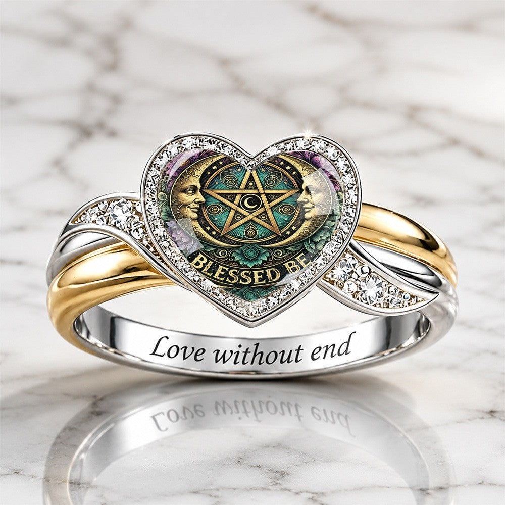 Blessed Be Pentagram Heart Ring