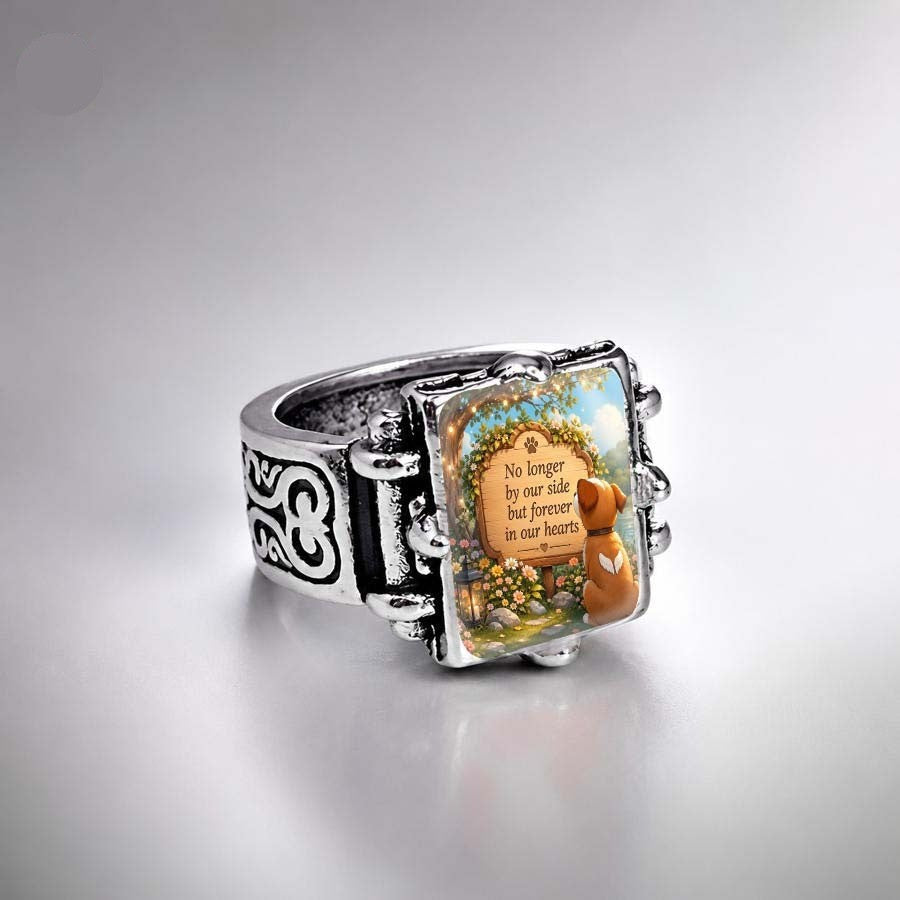 Memorial Dog Message Square Ring
