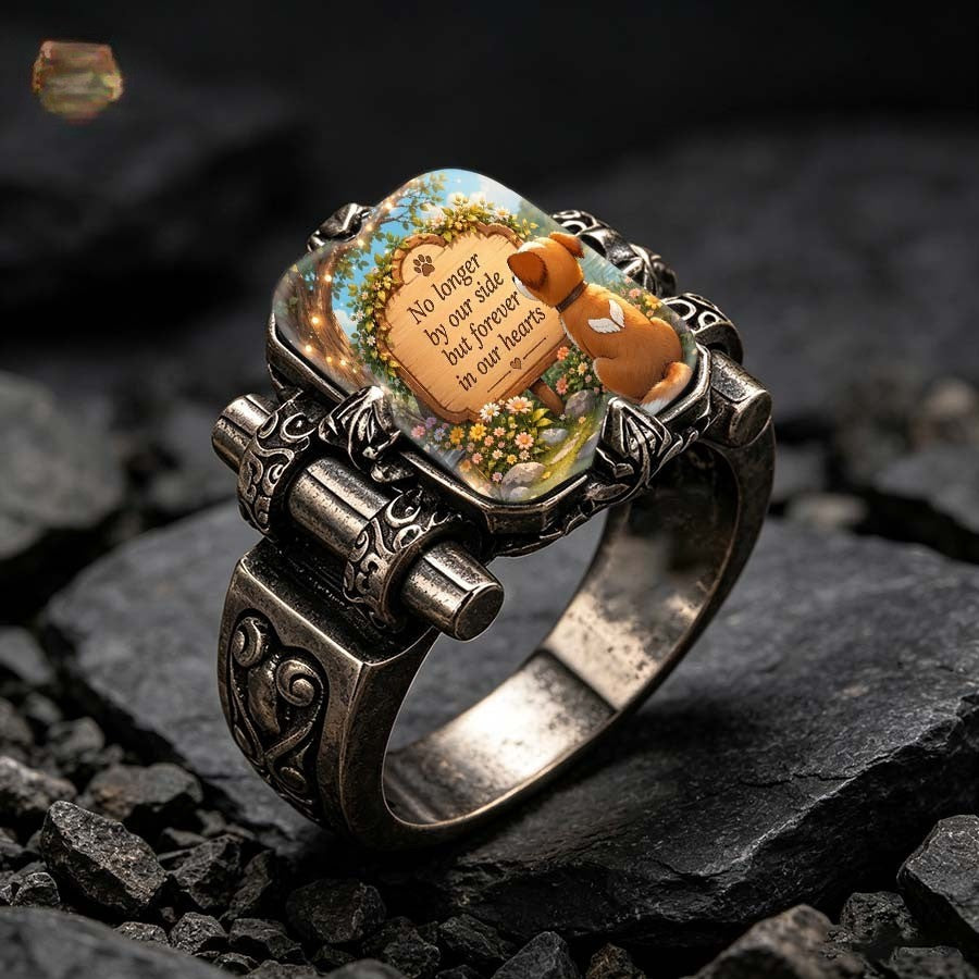 Memorial Dog Message Square Ring