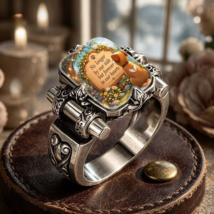 Memorial Dog Message Square Ring