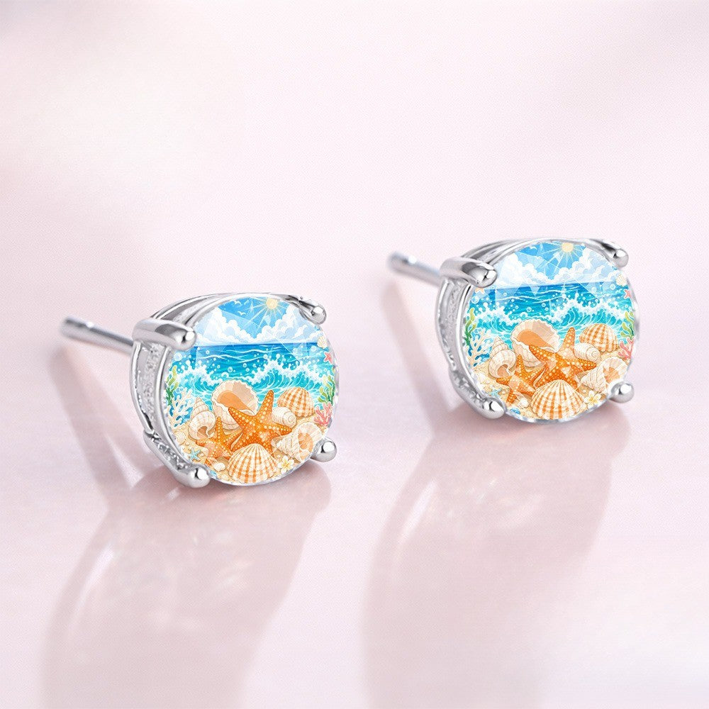 Seashell & Starfish Stud Earrings