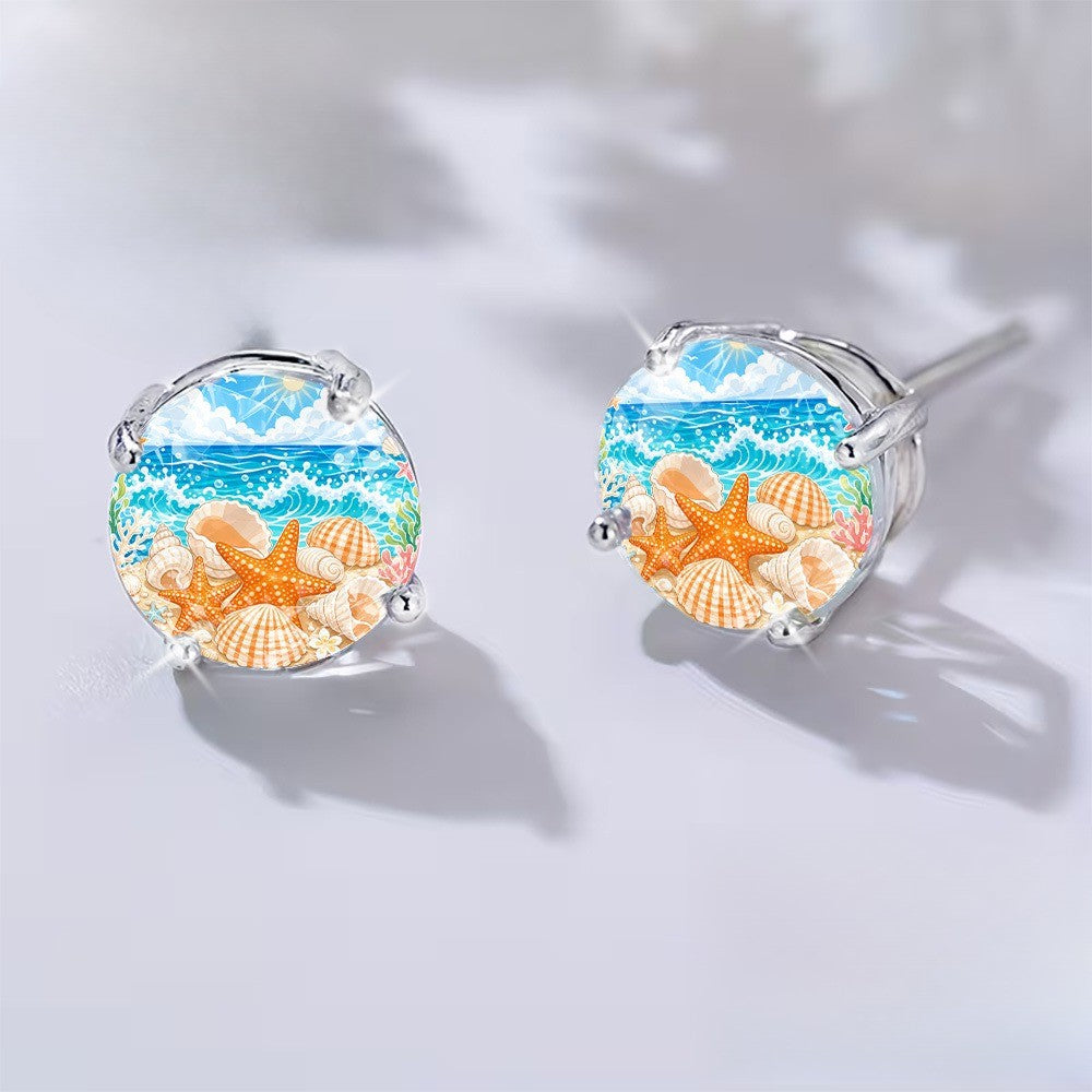Seashell & Starfish Stud Earrings