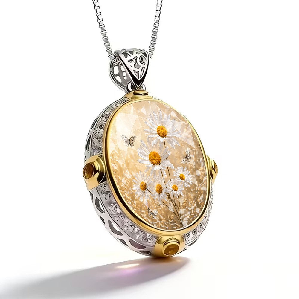 Daisy Floral Pendant Necklace