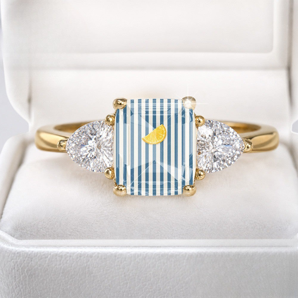 Striped Citrus Square Statement Ring