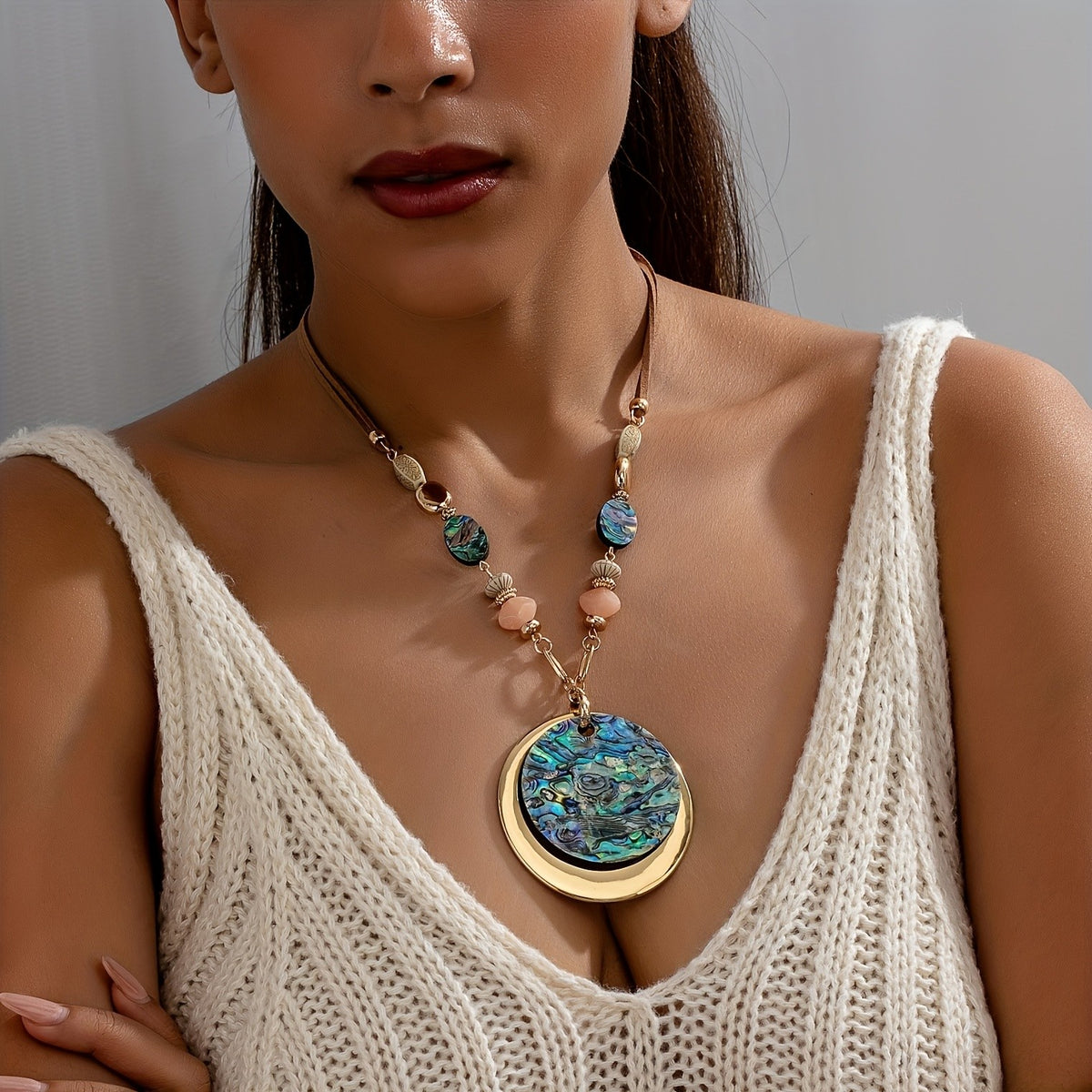 Abalone Shell Disc Necklace