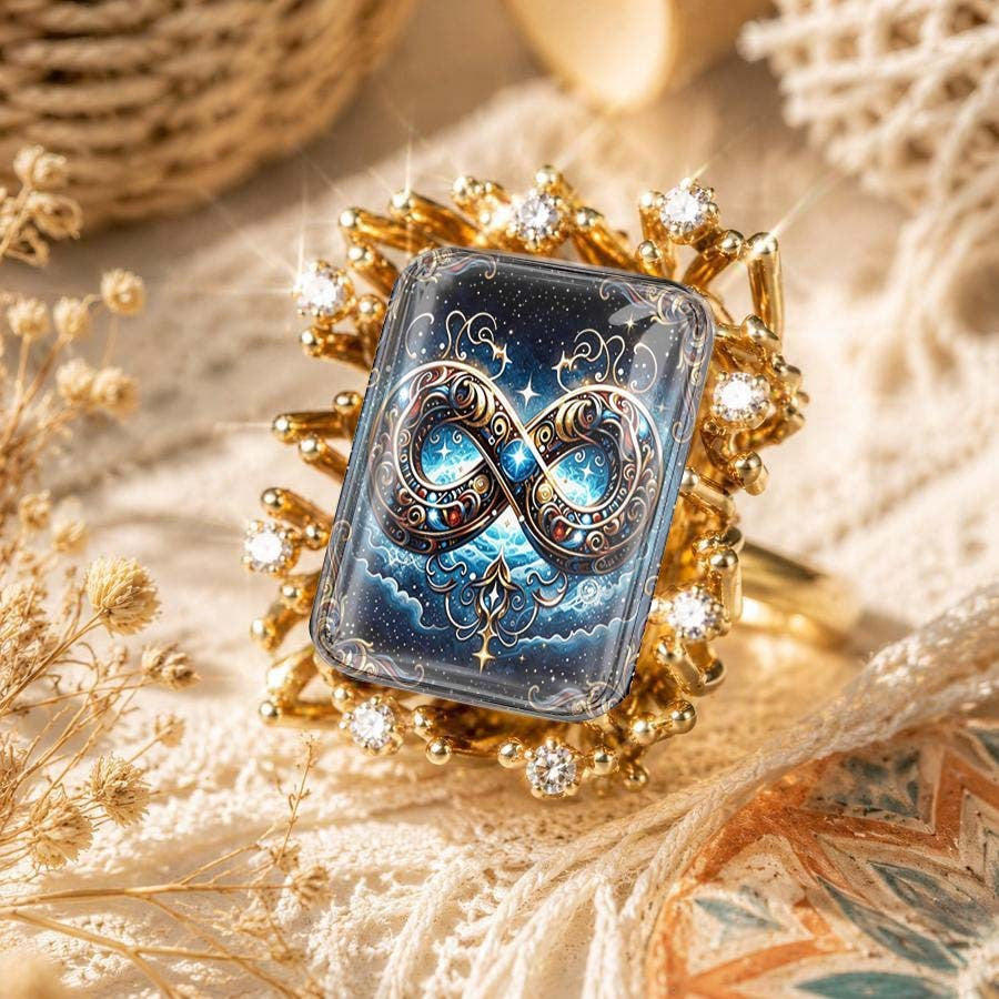 Ornate Infinity Square Ring