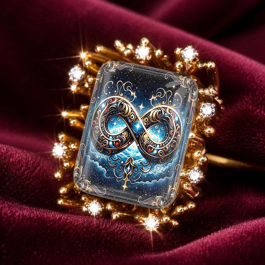Ornate Infinity Square Ring