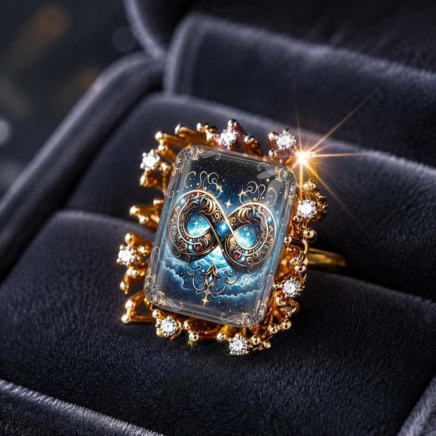 Ornate Infinity Square Ring