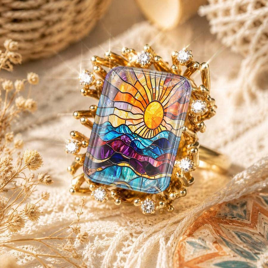 Stained Glass Sunset Ring
