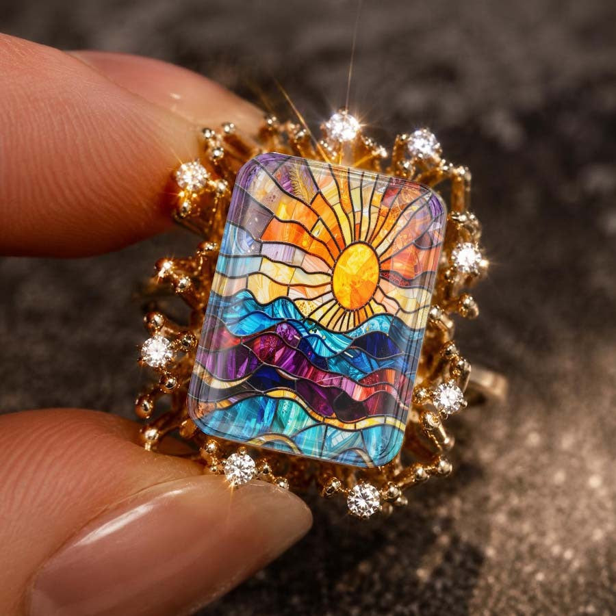 Stained Glass Sunset Ring