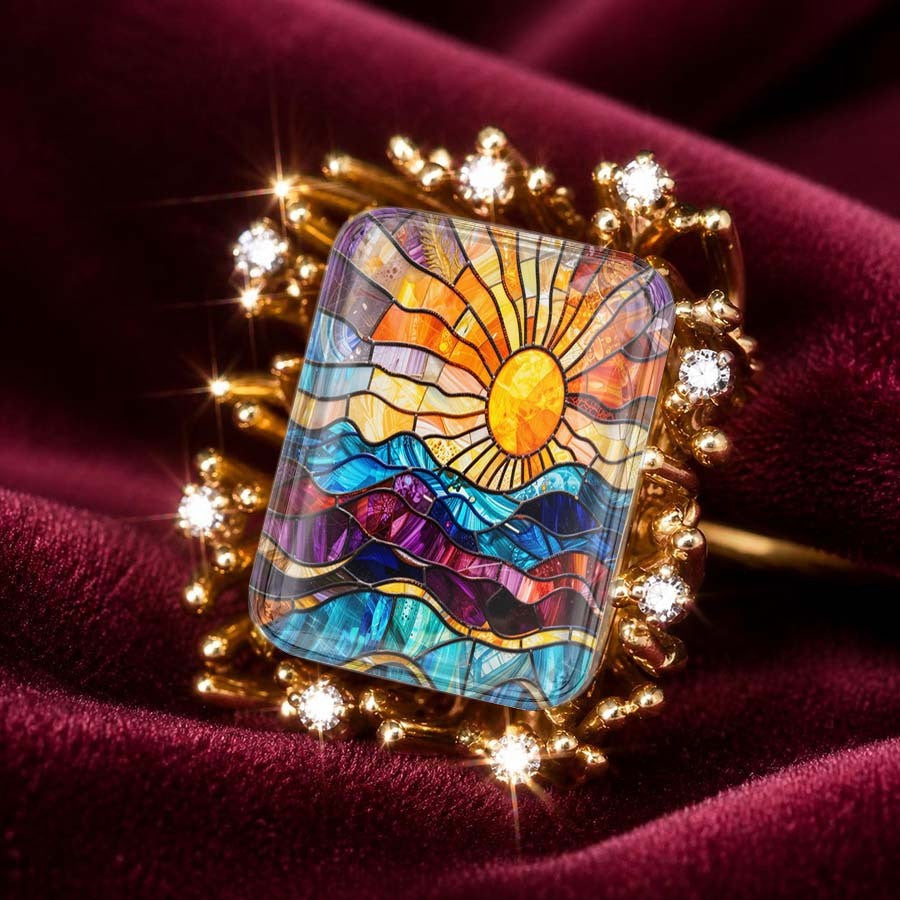 Stained Glass Sunset Ring