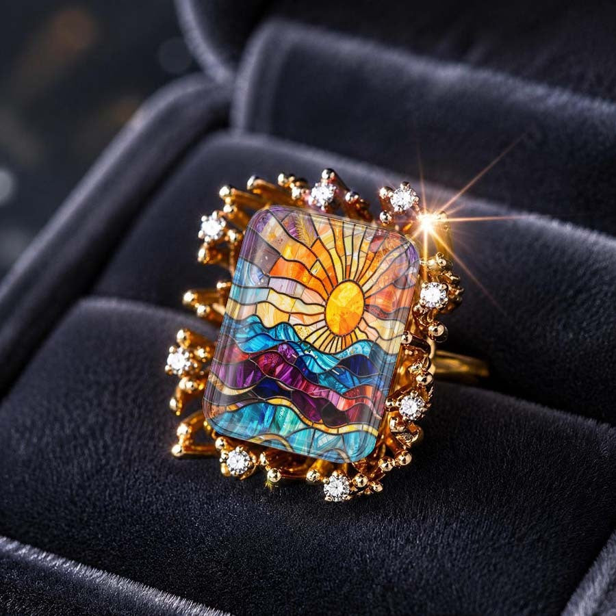 Stained Glass Sunset Ring