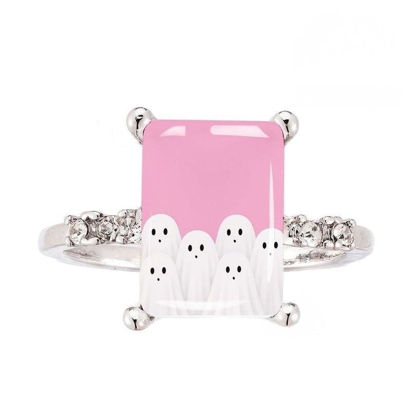 Pink Ghost Square Ring