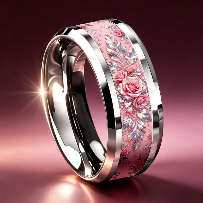 Pink Rose Floral Ring