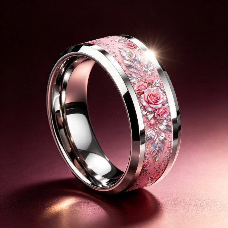 Pink Rose Floral Ring