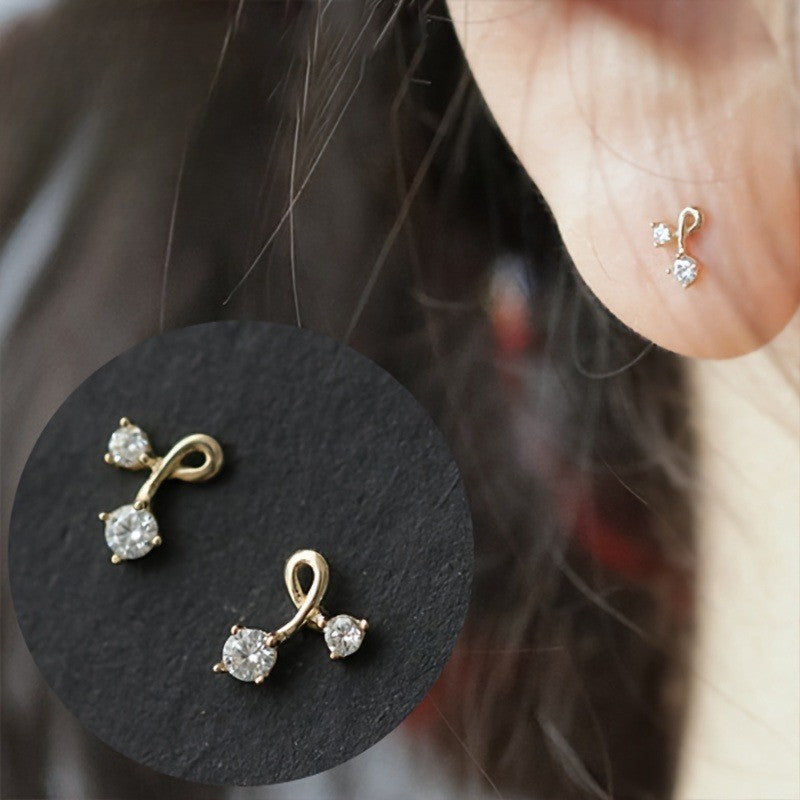 Crystal Ribbon Stud Earrings