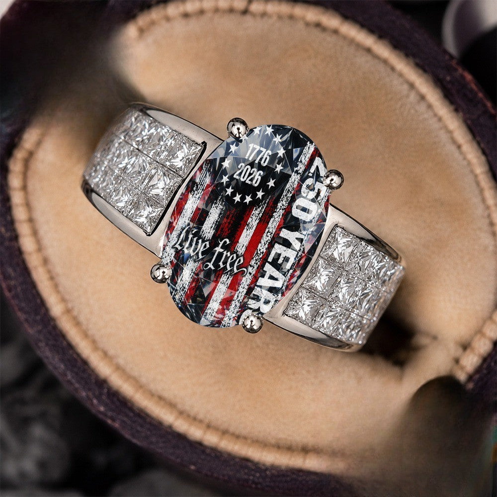 Live Free Oval Statement Ring