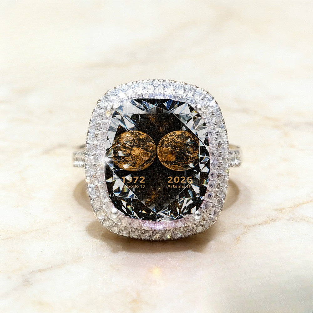 Dual Globe Square Statement Ring