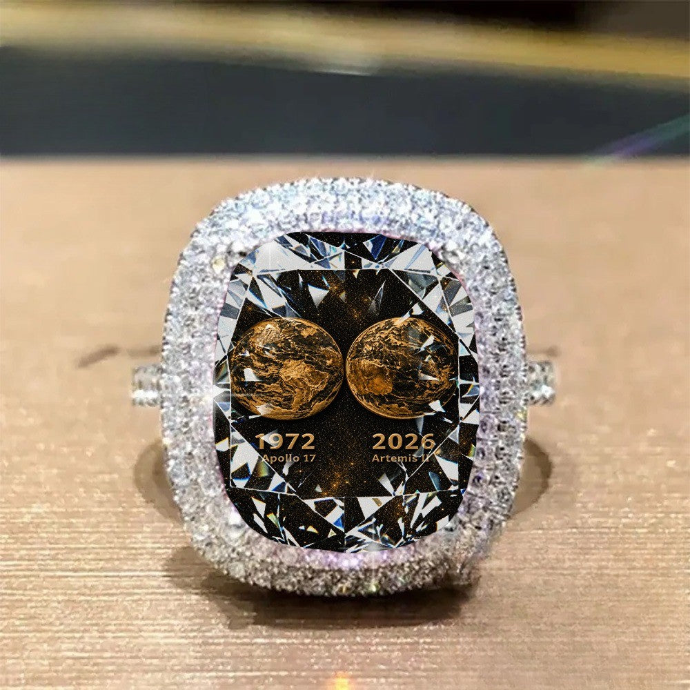 Dual Globe Square Statement Ring