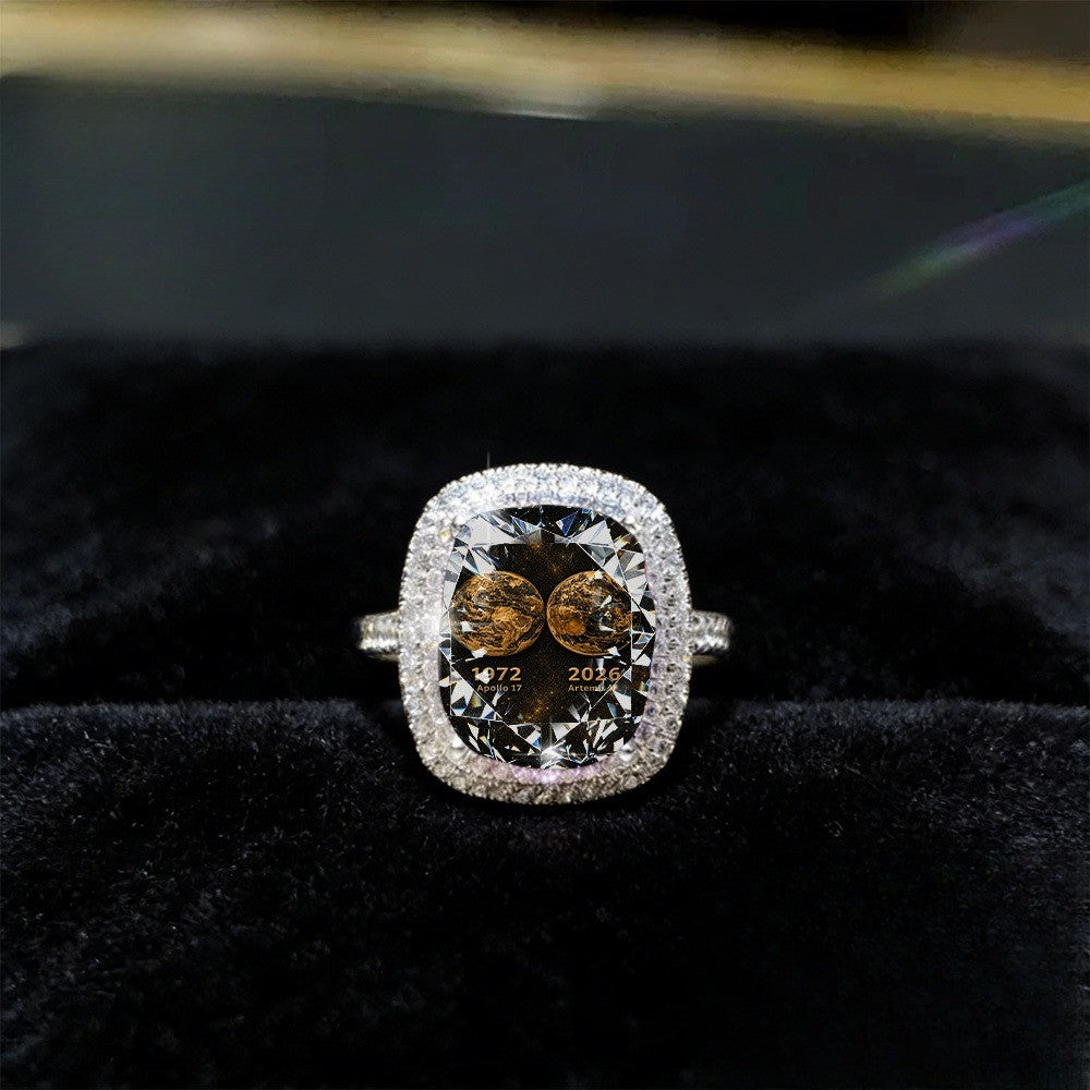 Dual Globe Square Statement Ring