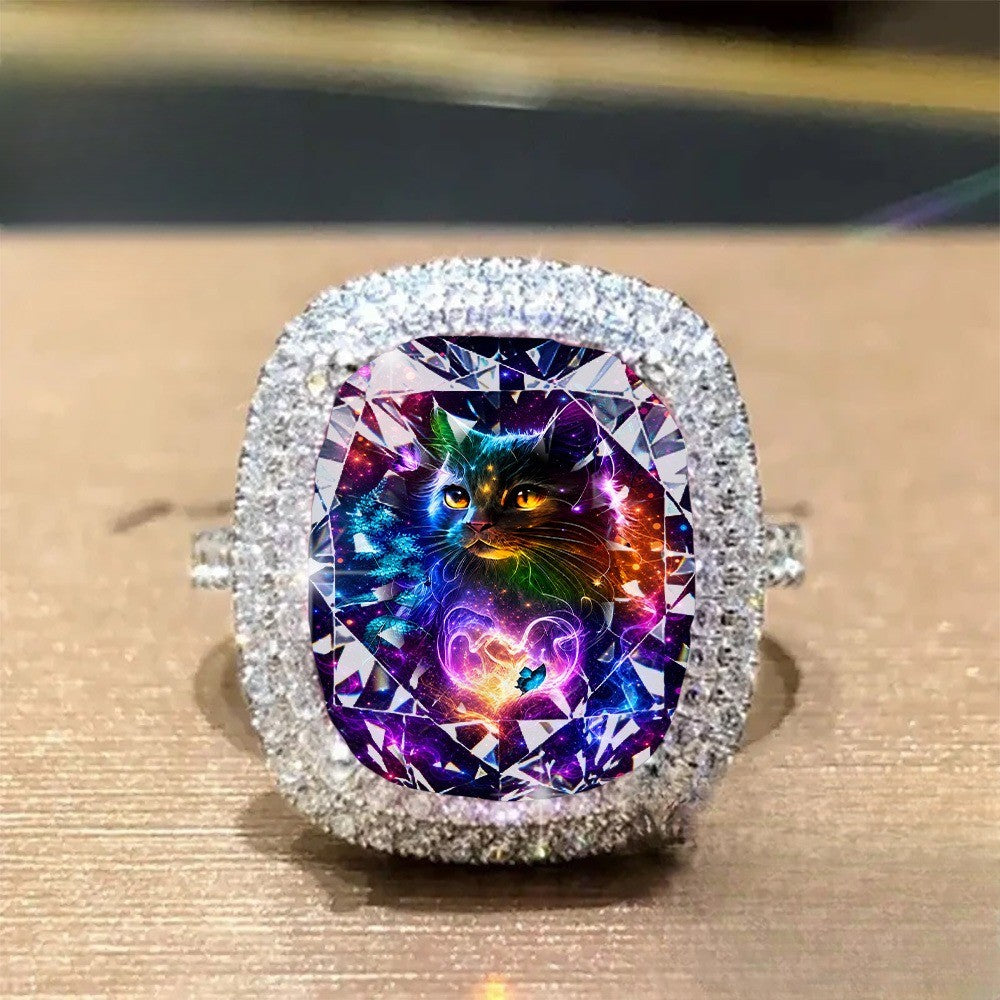 Galaxy Cat Statement Ring