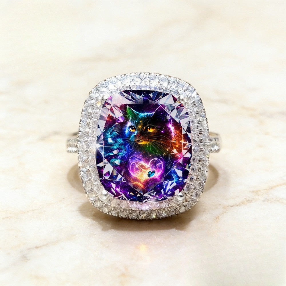 Galaxy Cat Statement Ring