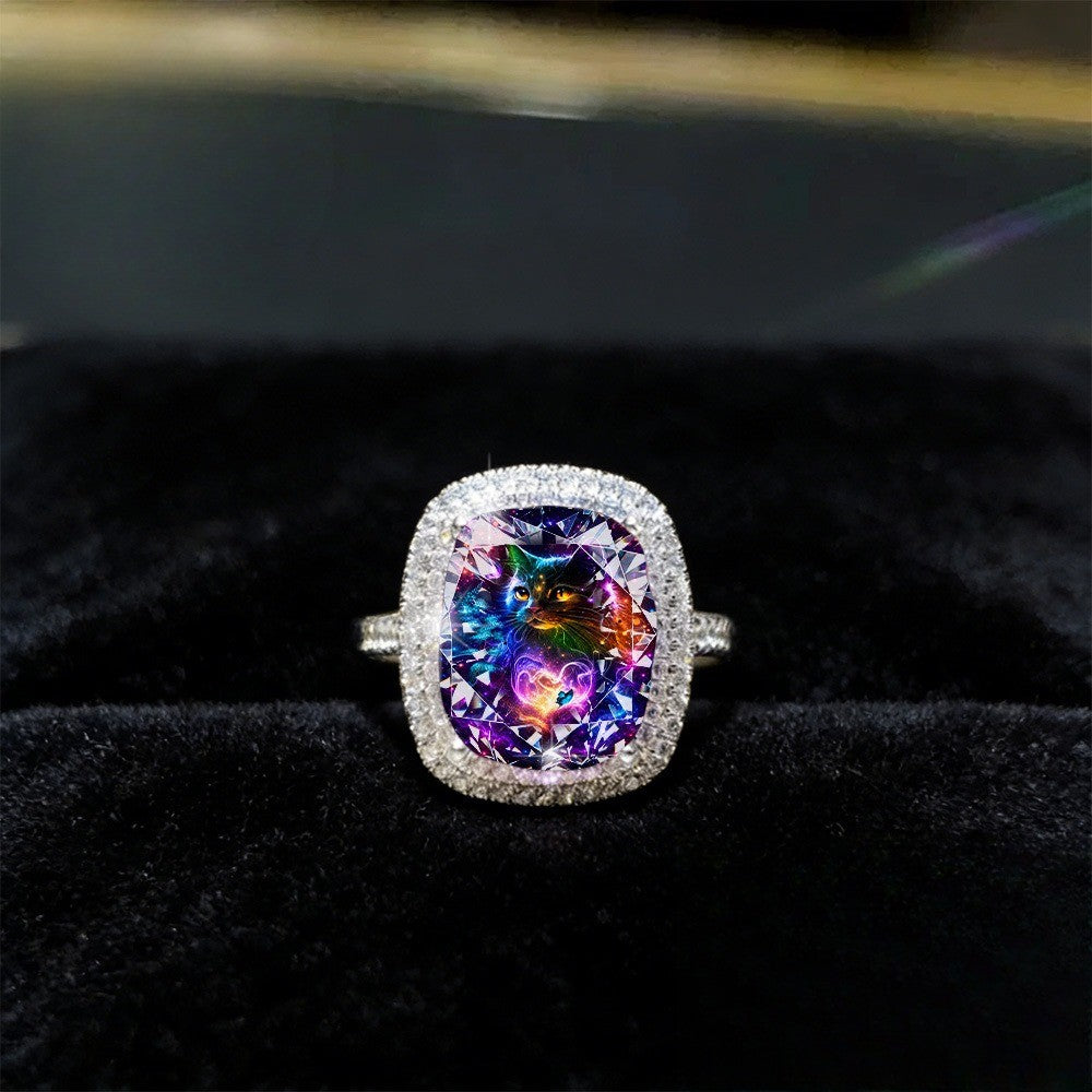 Galaxy Cat Statement Ring