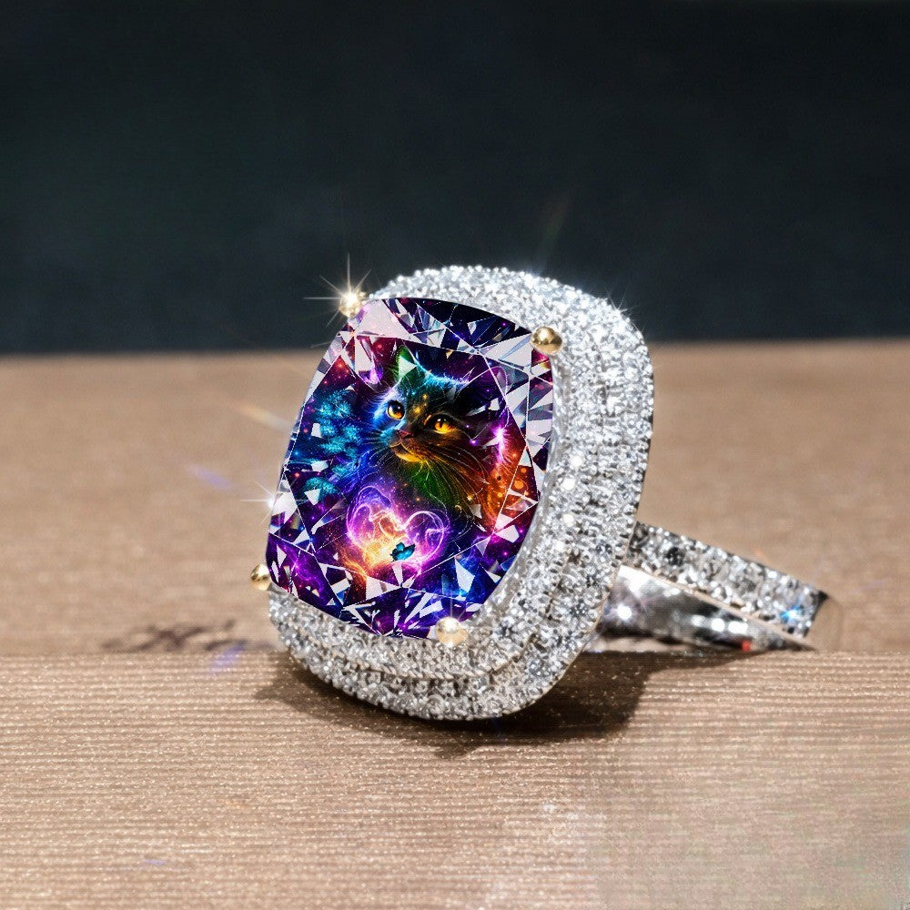 Galaxy Cat Statement Ring