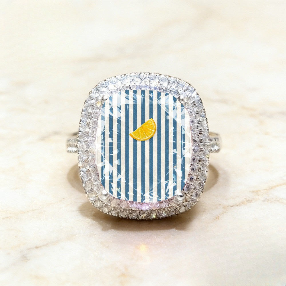Blue Stripe Orange Slice Ring