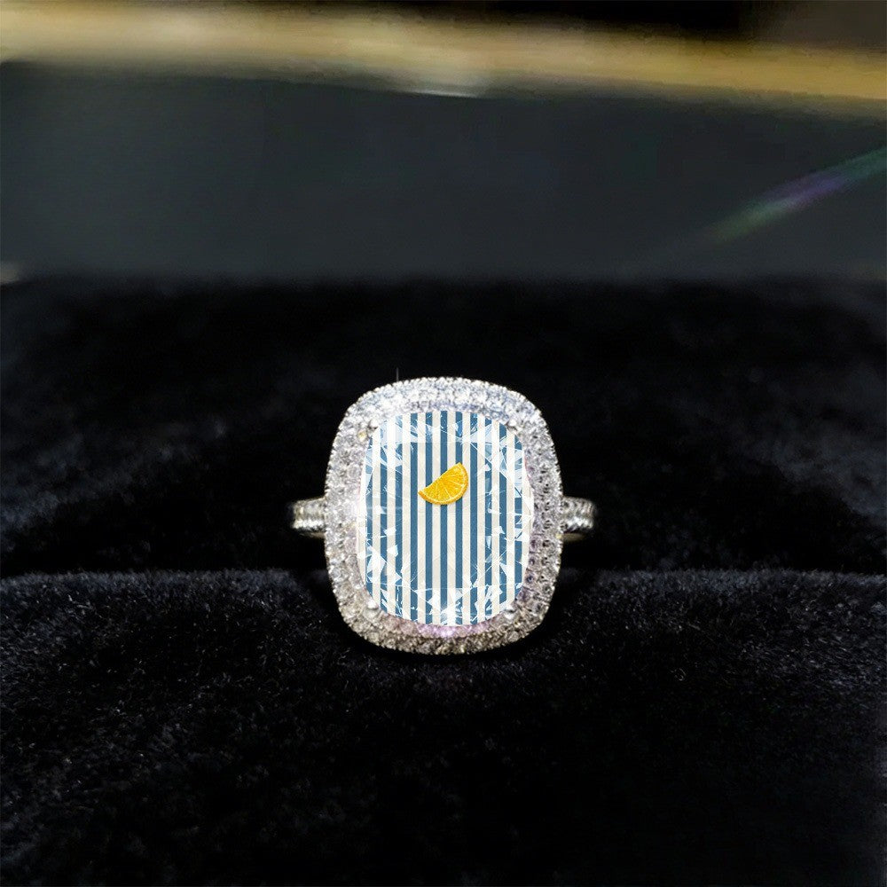 Blue Stripe Orange Slice Ring