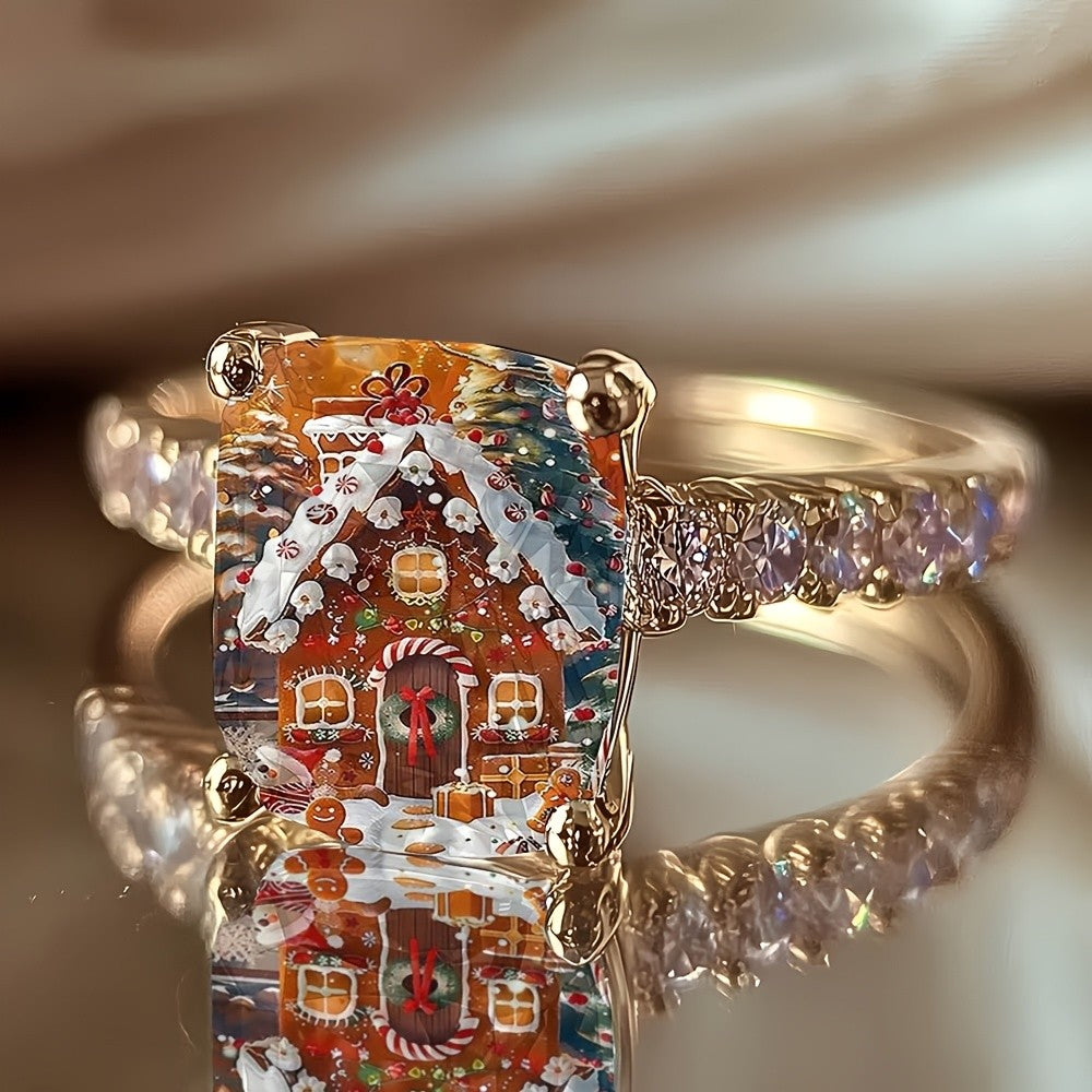 Gingerbread House Square Ring