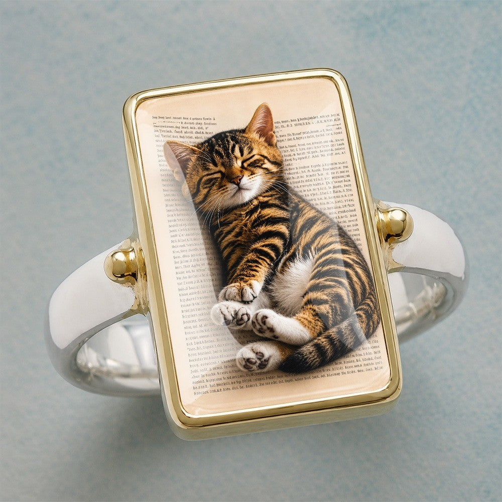 Sleeping Tabby Cat Book Ring