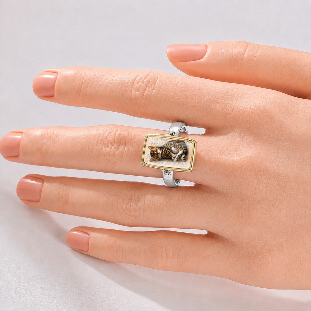 Sleeping Tabby Cat Book Ring