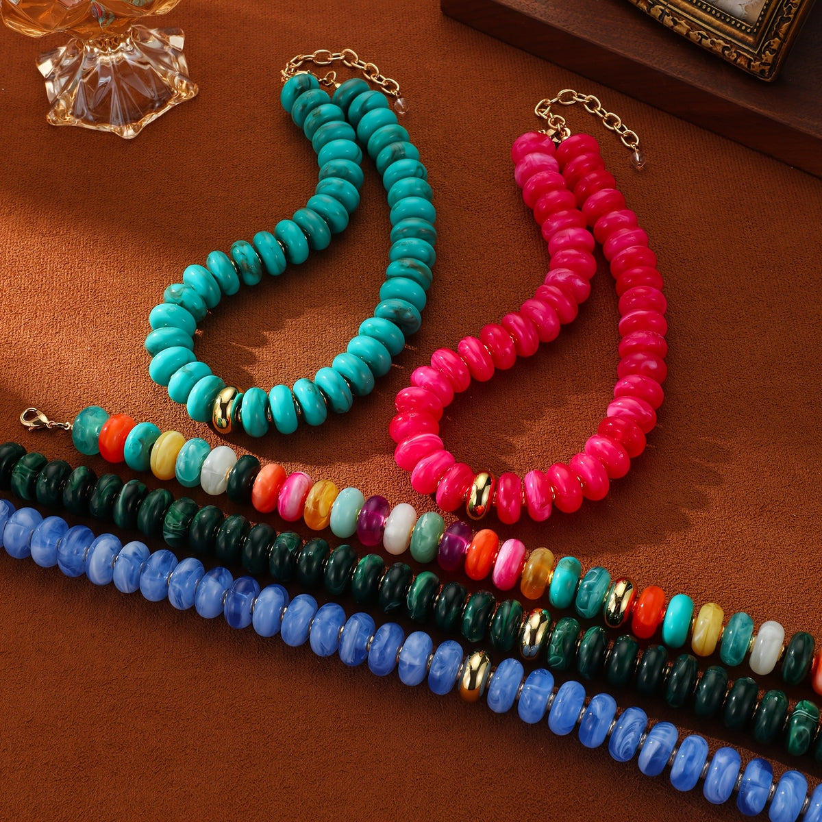 Turquoise Marbled Disc Necklace