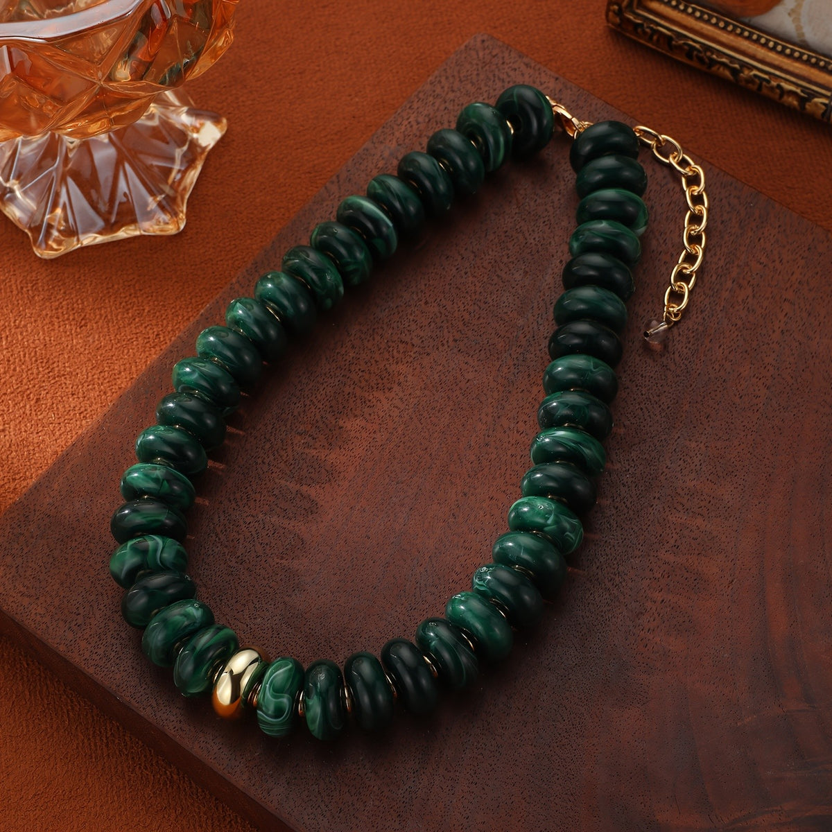 Turquoise Marbled Disc Necklace