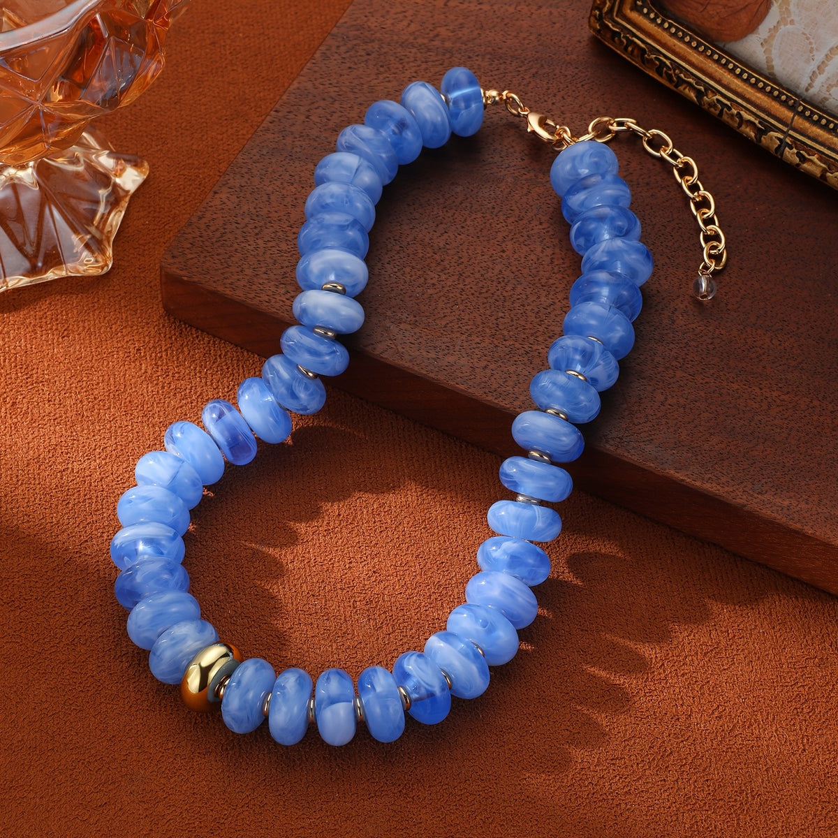 Turquoise Marbled Disc Necklace
