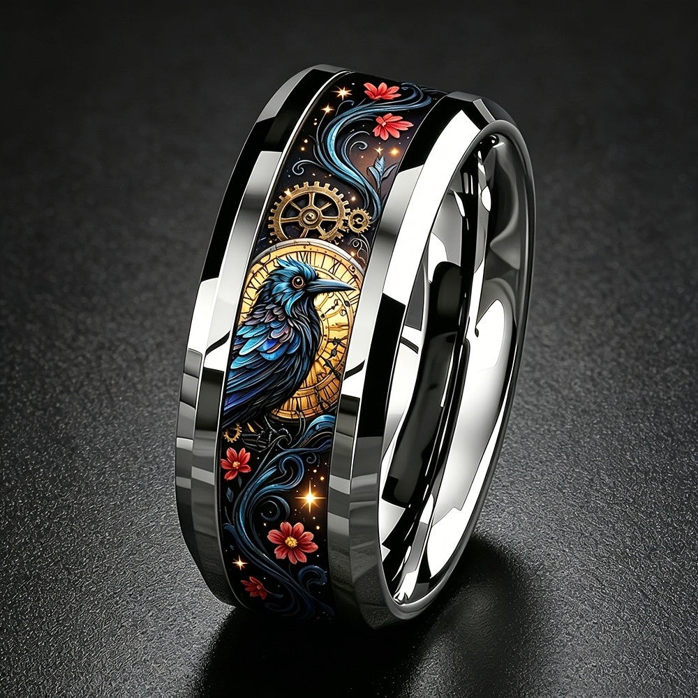 Midnight Crow & Clock Ring