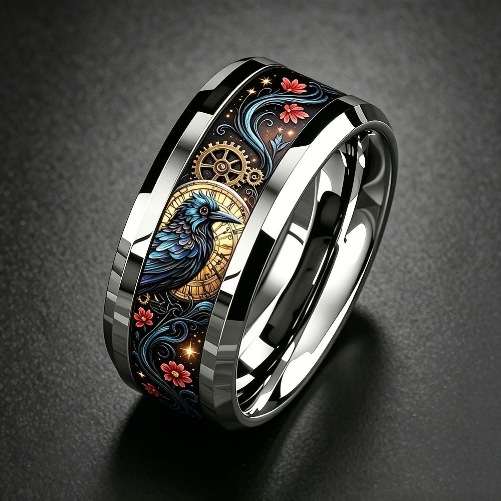 Midnight Crow & Clock Ring