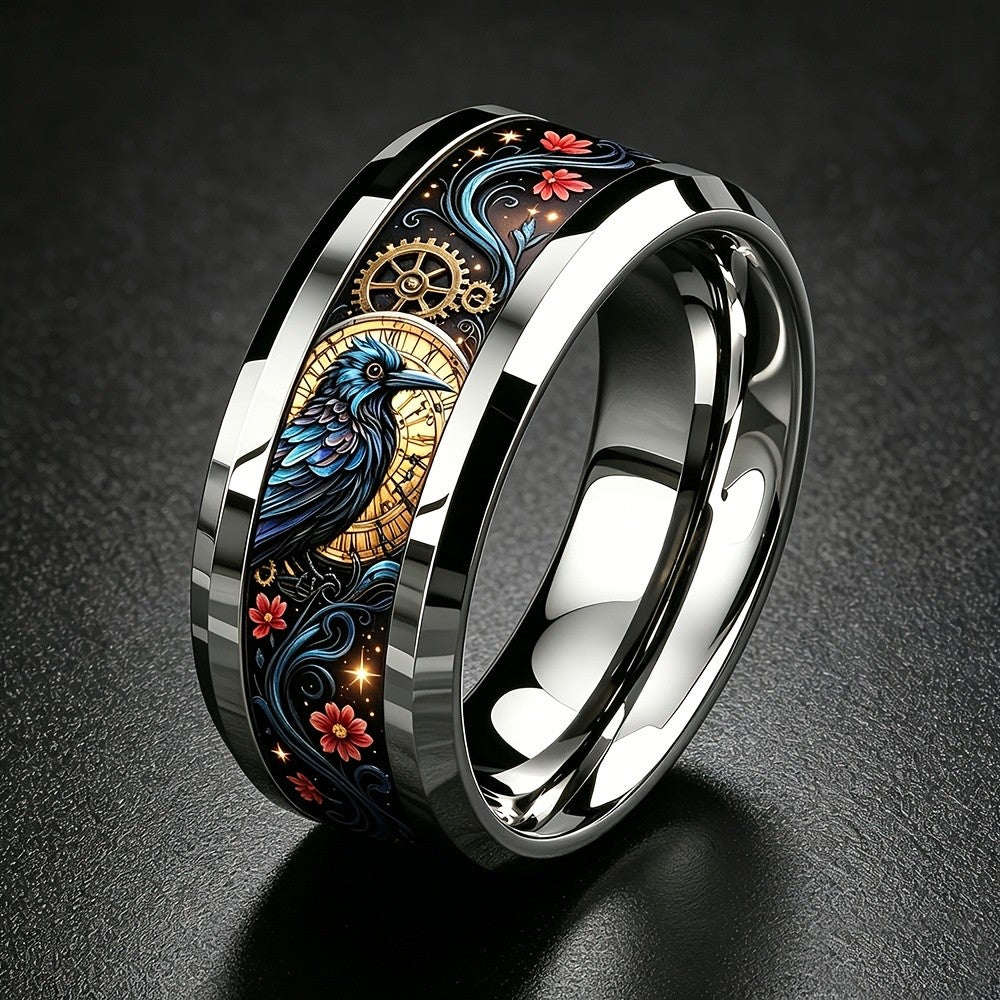 Midnight Crow & Clock Ring