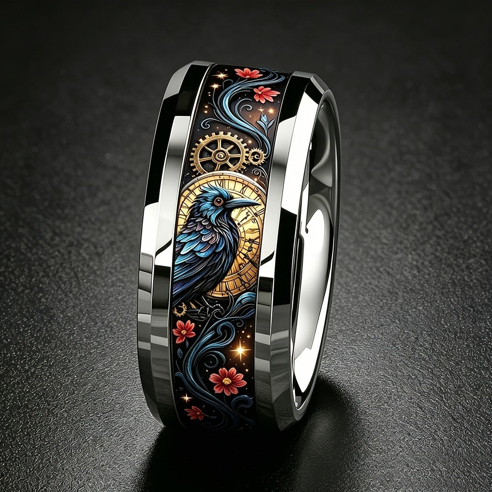 Midnight Crow & Clock Ring
