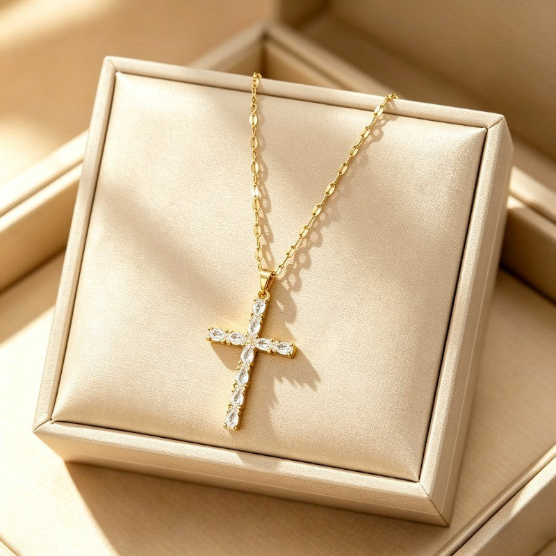 Marquise Crystal Cross Necklace