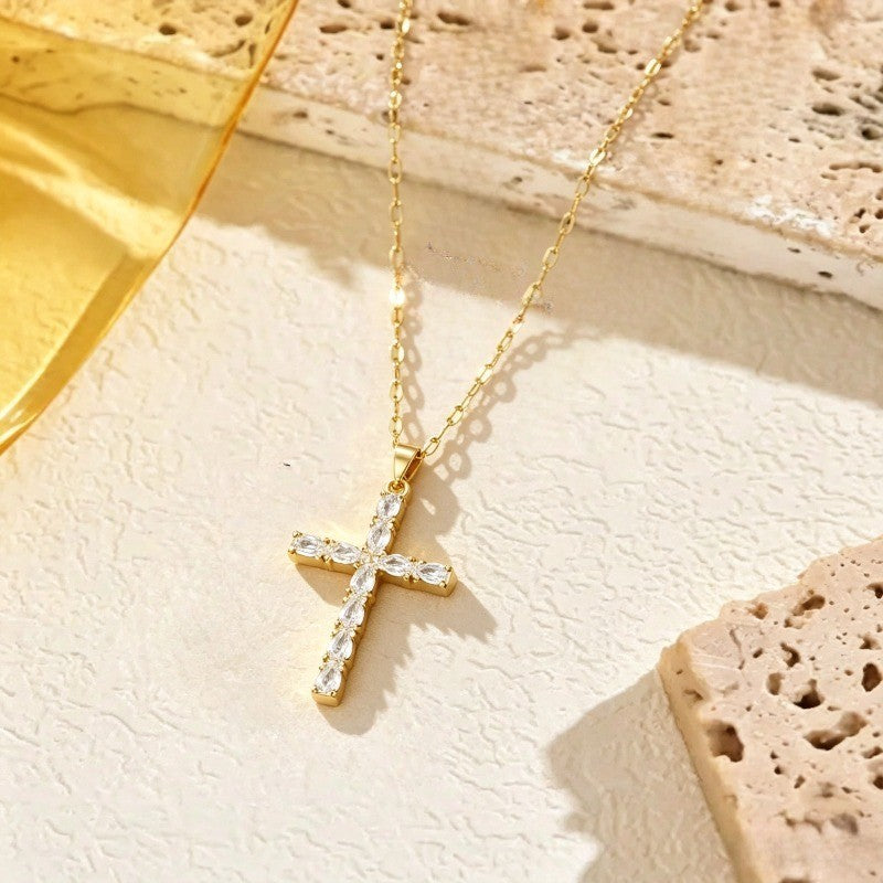 Marquise Crystal Cross Necklace