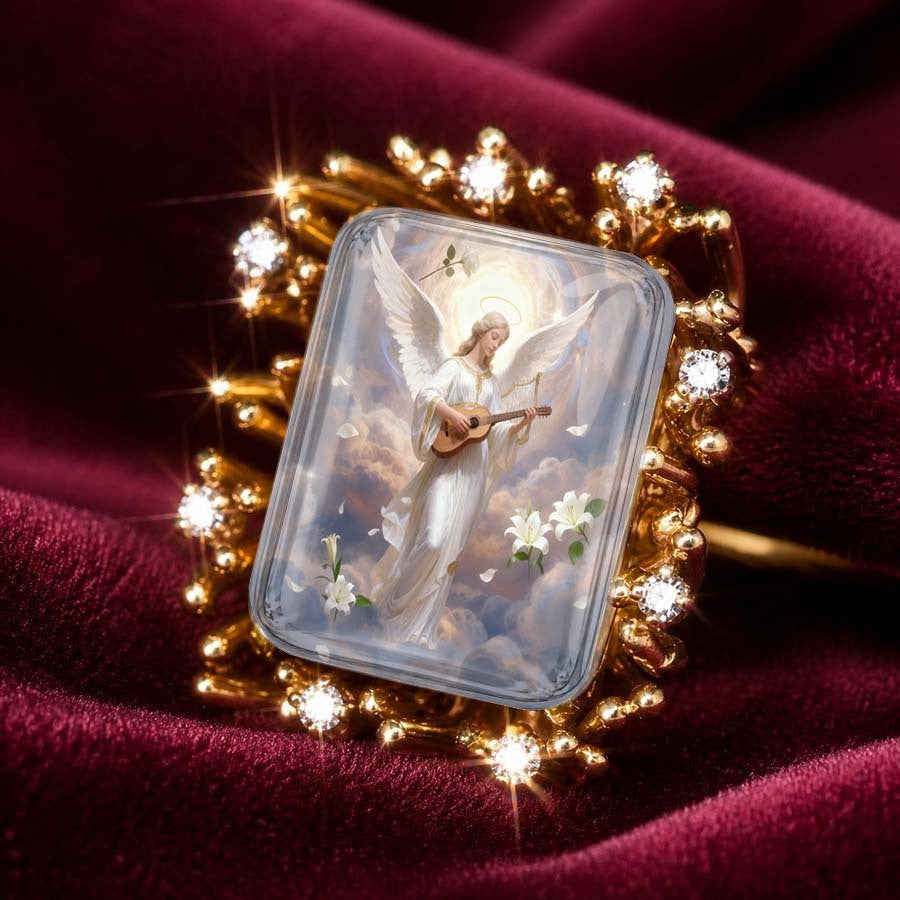 Angel Square Statement Ring
