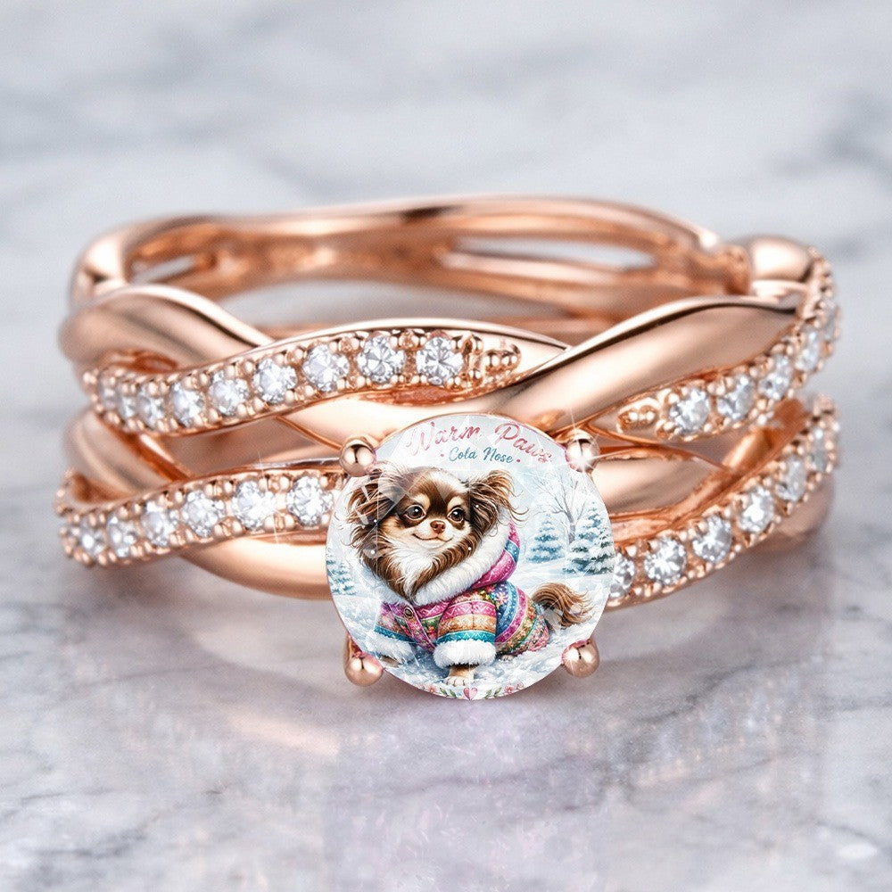 Winter Dog Twist Band Ring